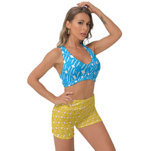 Load image into Gallery viewer, Ukraine Flag Colors All-Over Print Women's Sports Bra Suit