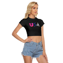 Load image into Gallery viewer, USA Neon Lights All-Over Print Raglan Cropped T-shirt