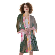 Load image into Gallery viewer, Roses All-Over Print Women&#39;s Satin Kimono Robe
