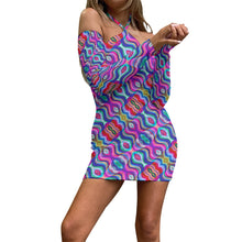 Load image into Gallery viewer, 88 Lights All-Over Print Women's Halter Lace-up Dress