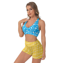 Load image into Gallery viewer, Ukraine Flag Colors All-Over Print Women's Sports Bra Suit