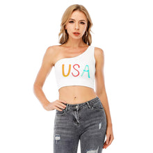 Load image into Gallery viewer, USA Traffic Lights All-Over Print One-Shoulder Cropped Top