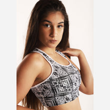 Load image into Gallery viewer, Black and White Light Painting Padded Sport Bra
