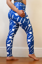 Load image into Gallery viewer, Blue Neon Light Painting Yoga Leggings