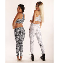 Load image into Gallery viewer, Black and White Light Painting Yoga Leggings
