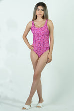 Load image into Gallery viewer, Pink Flowers One Piece Swimsuit
