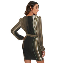 Load image into Gallery viewer, All-Over Print Women&#39;s Long Sleeve Dress With Waist Belt
