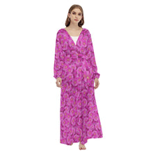 Load image into Gallery viewer, Pink flowers All-Over Print Women&#39;s Beach Long Coat
