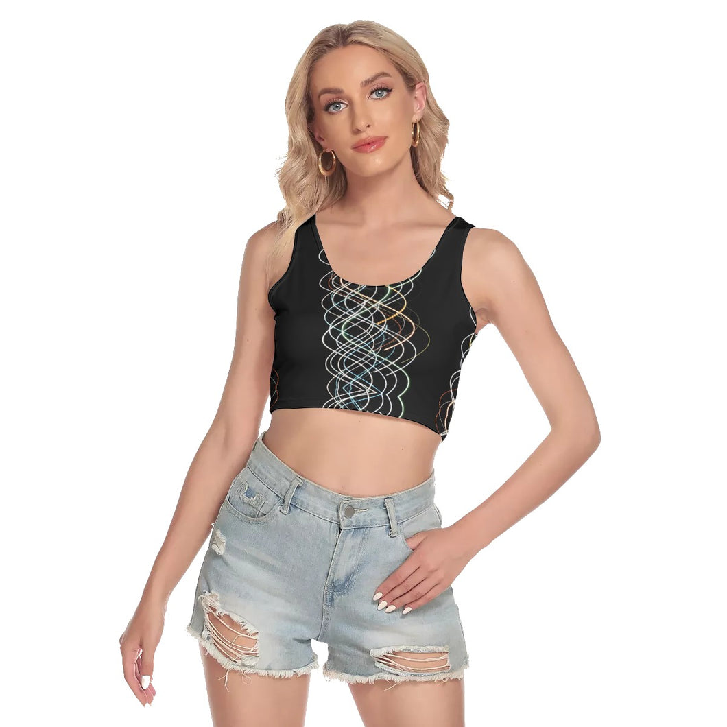 All-Over Print Women's Sport Crop Tank Top - Light Painting Number One