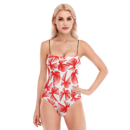 All-Over Print Women's Black Cami Tube Top Bodysuit