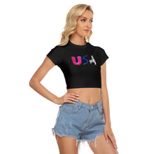 Load image into Gallery viewer, USA Neon Lights All-Over Print Raglan Cropped T-shirt
