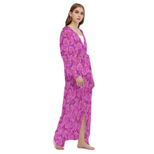 Load image into Gallery viewer, Pink flowers All-Over Print Women&#39;s Beach Long Coat
