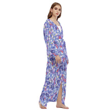 Load image into Gallery viewer, Purple Flowers All-Over Print Women&#39;s Beach Long Coat
