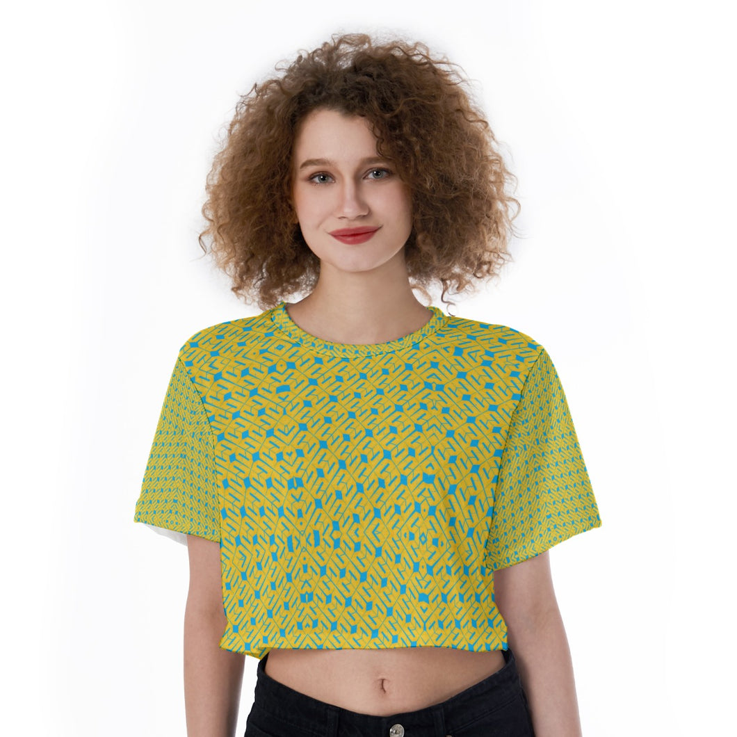 Ukraine Flag Colors All-Over Print Cropped T-Shirt