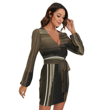 Load image into Gallery viewer, All-Over Print Women&#39;s Long Sleeve Dress With Waist Belt
