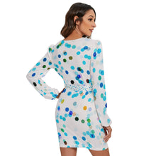 Load image into Gallery viewer, Xmas Lights All-Over Print Women&#39;s Long Sleeve Dress With Waist Belt
