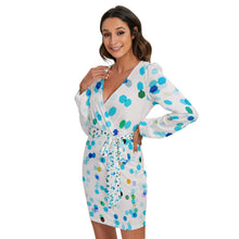 Load image into Gallery viewer, Xmas Lights All-Over Print Women&#39;s Long Sleeve Dress With Waist Belt
