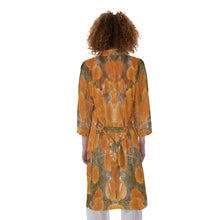 Load image into Gallery viewer, Golden Wildflowers All-Over Print Women&#39;s Satin Kimono Robe
