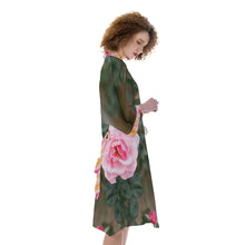 Load image into Gallery viewer, Roses All-Over Print Women&#39;s Satin Kimono Robe
