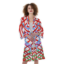 Load image into Gallery viewer, Columbus Avenue All-Over Print Women&#39;s Satin Kimono Robe
