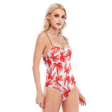 Load image into Gallery viewer, All-Over Print Women&#39;s Black Cami Tube Top Bodysuit
