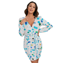 Load image into Gallery viewer, Xmas Lights All-Over Print Women&#39;s Long Sleeve Dress With Waist Belt
