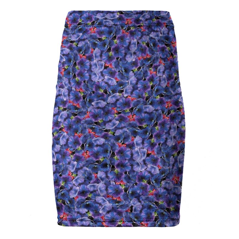 Purple Flowers Pencil Skirt