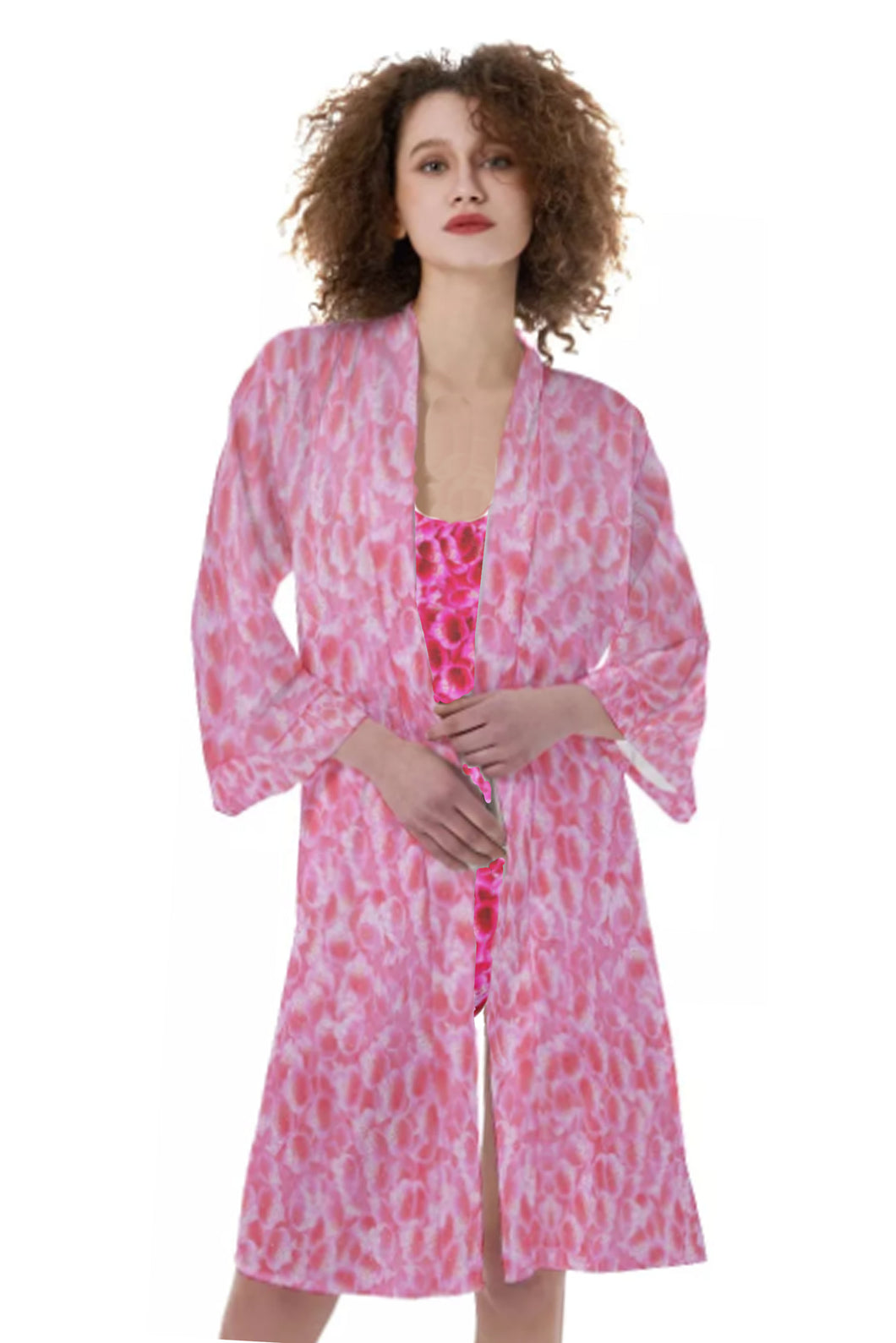 Bell Flower All-Over Print Women's Satin Kimono Robe