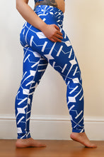 Load image into Gallery viewer, Blue Neon Light Painting Yoga Leggings
