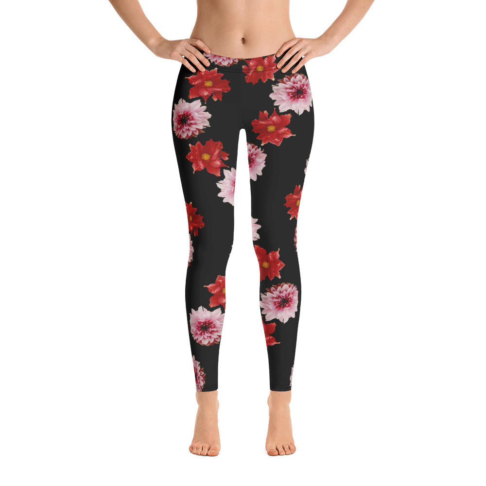 Pink and Red Flowers Leggings